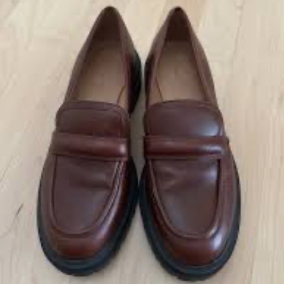NWT Madewell Women's Burgundy Leather Loafers chunky platform lugsole cherrywood - Picture 7 of 9